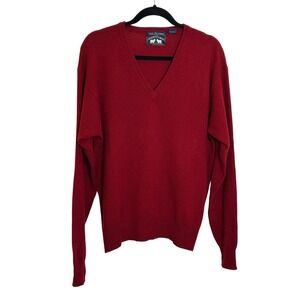 Woods & Gray 100% Cashmere V Neck Pullover‎ Sweater Size M Burgundy Red Classic